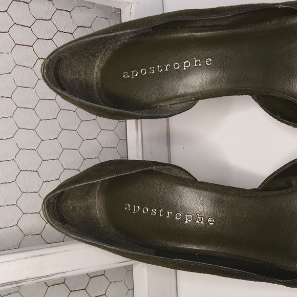 Apostrophe Textile Suede Peep-Toe Wedges - Picture 3 of 9